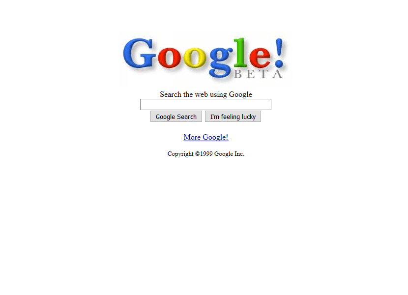 Google website in 1999
